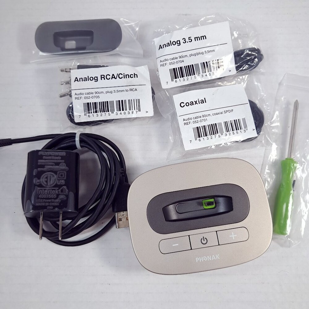 Phonak Tvlink II Base Station TV Link‎ 2 analog rca coaxial charging slot